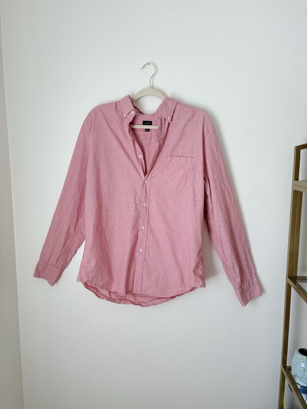 J. Crew Men’s Shirt Long Sleeve Button Down Men’s Large Pink Cotton Collared